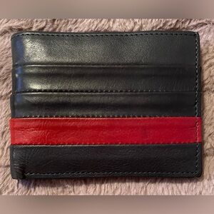 Vintage Sailor black with red leather bifold wallet *See Description*